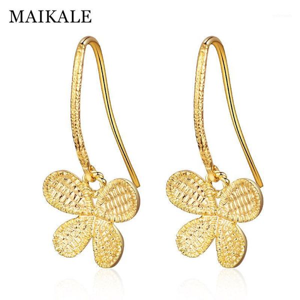 

stud maikale simple clover earrings gold color plated butterfly hook hanging for women accessories classic jewelry gift1, Golden;silver