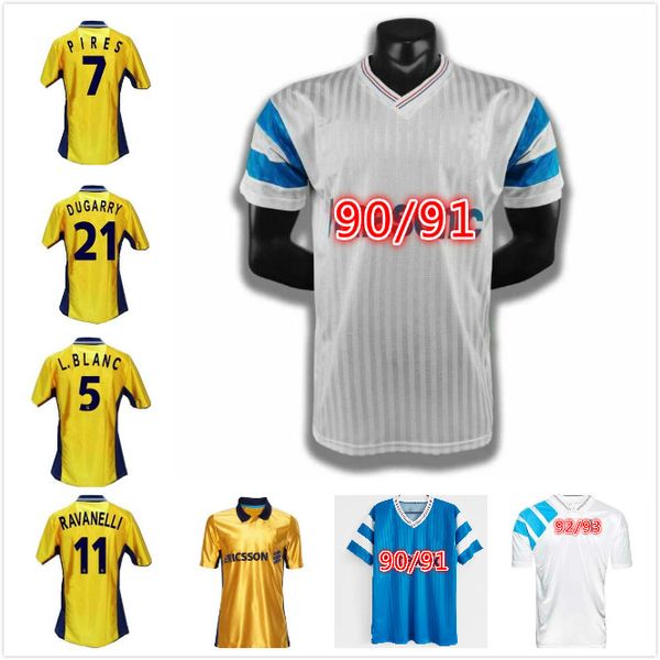 

1998 1999 1990 1991 olympique de marseille retro soccer jersey 98 99 pires maurice blanc ravanelli gallas classic vintage football shirt, Black;yellow