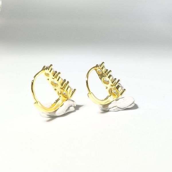 

cc earrings luxury designer earrings dainty huggies lined with gleaming cubic zirconia make for the perfect earring to wear all day, Golden;silver