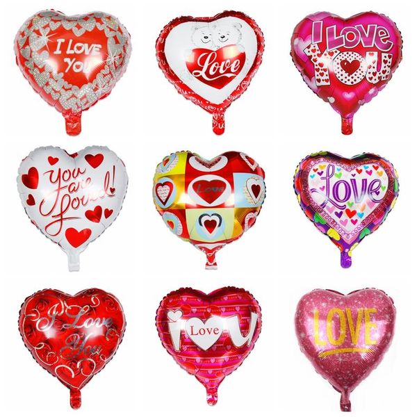 

5pcs 18 heart shaped foil balloons print gold love helium balloon valentine's day wedding anniversay party decoration supplies wmtjzp