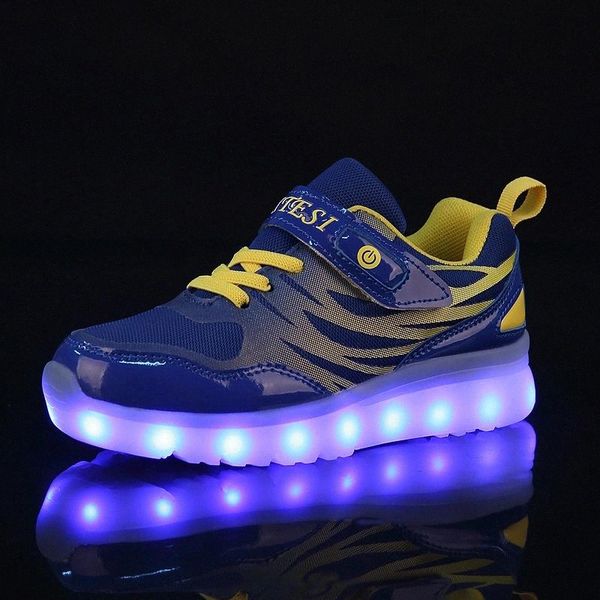 

blue new children shoes light led luminous shoes boys girls usb charging sport casual led kids glowing sneakers #fq0v