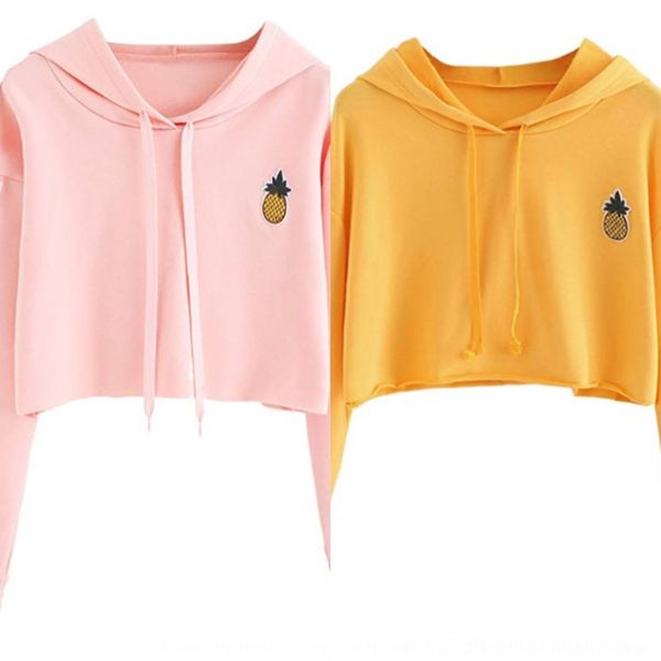 

ks5v9 women's pineapple sweater pullover hooded long pullover sleeve printed sweater short flower for women dtxaz, Black
