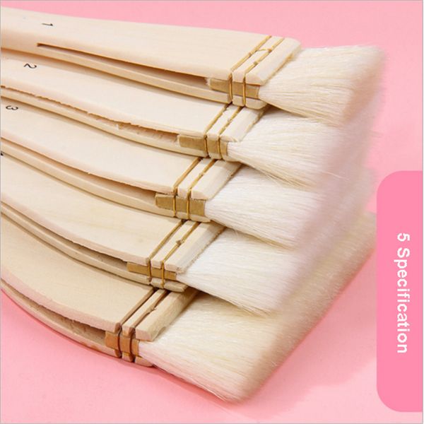 

5 pcs watercolor oil painting brush wool hair art brush acrylic wooden long handle building household cleaning brush wall tool, Black;red