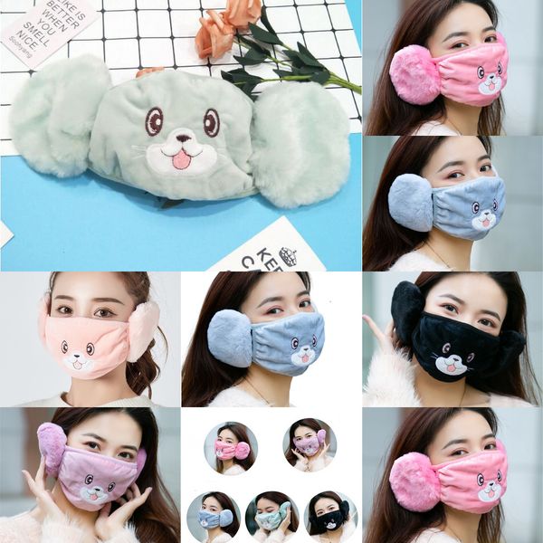 

factoryfactoycartoon print face mask cover plush ear protective thick warm mouth masks winter mouth-muffle earflap for a 5 nzzyf