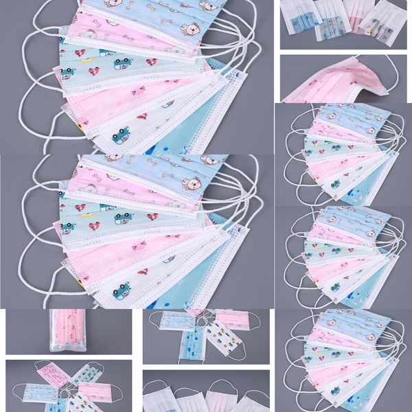 

outlet9qk3with disposable face mask student elastic ear kids loop 3 ply breathable for blocking dust air anti-pollution