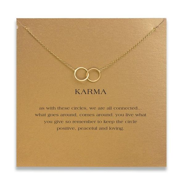 

fashion double circle necklace women pendant clavicle chain statement choker necklaces karma card collares valentine's day, Silver