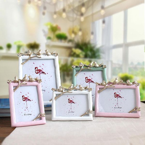 

frames high-end rural style home decoration 5 inch 6 7 8 wood grain creative resin po frame art set three birds