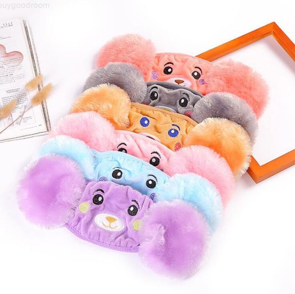 

2 in 1 child cartoon bear face mask cover plush ear protective thick warm kids mouth masks winter mouth-muffle earflap for kids and adults