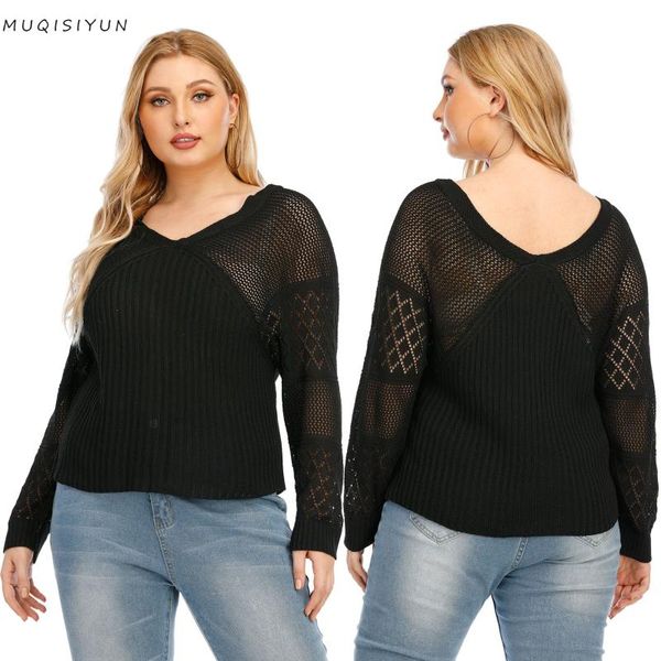 

perspective women sweater 2021 new europe america v-neck long sleeves hollowing out backless fashion versatile woman, White;black