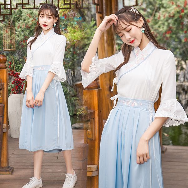 

hanfu - женское китайское платье, женский традиционный китайский кунжут, с коротким рукавом xiasan юбка, Red