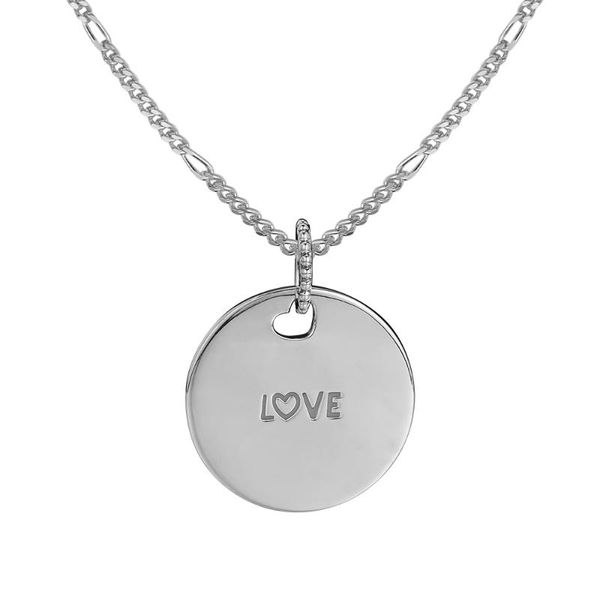 

925 Sterling Silver Love Disc Necklace Pendant Fits DIY Link Necklace For Women