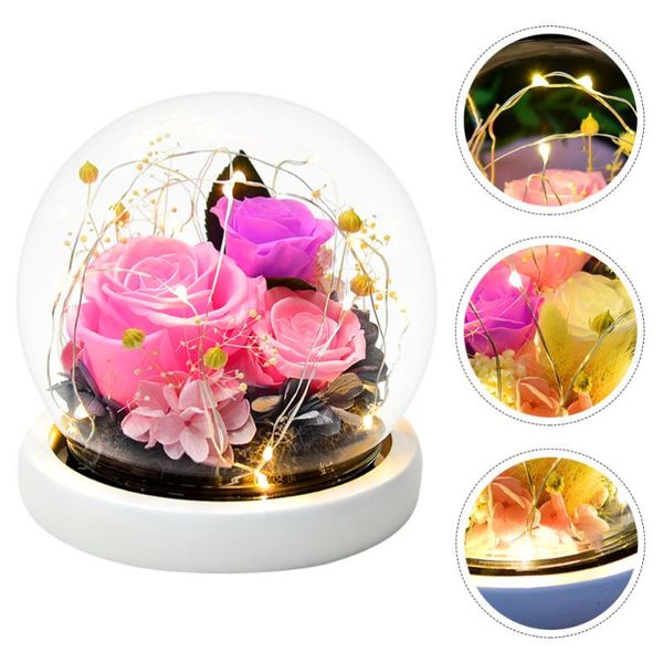 

1pc rose glass cover immortal flower glass dome creative shade for office lover
