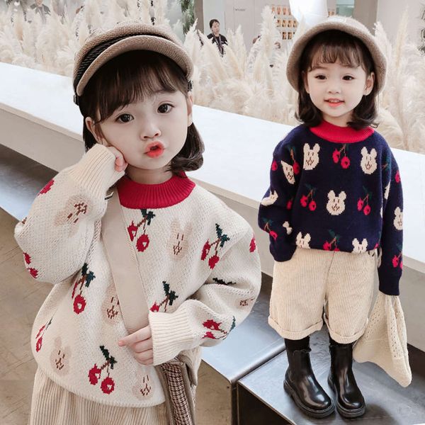 

autumn and girls' winter 2020 new sle cartoon plush baby sweater, Blue