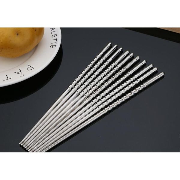 

500 pairs\pack stainless steel chopsticks anti-skip thread style durab jlljob home003