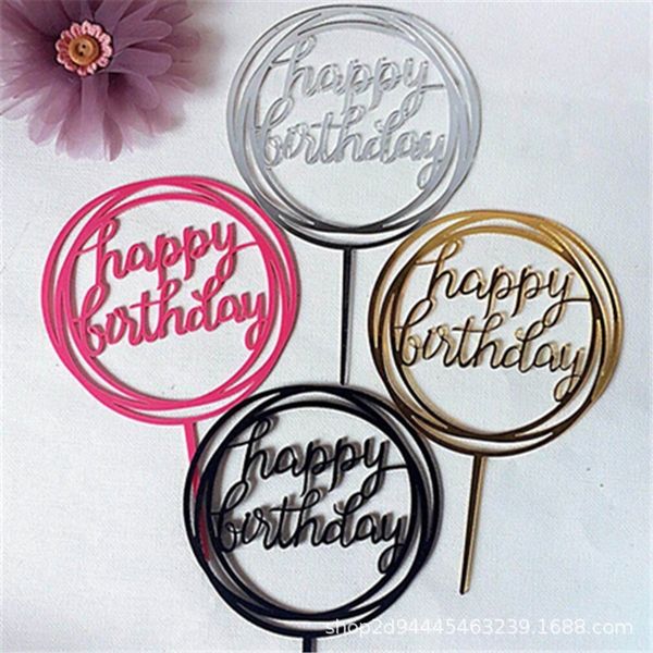 

r1g5r banner acrylic baked round happy cake baking party plug-in decorative card banner acrylic baking card round baked cake happy decorativ