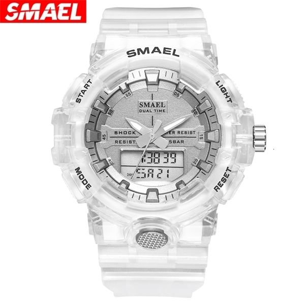 

smier smael multi-function dual display quartz children's cassie transparent sports electronic watch, Silver