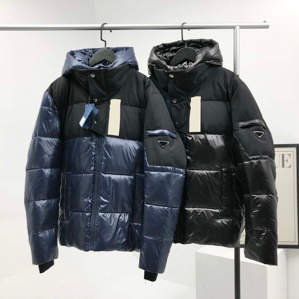 

fashion designer women men parkas outdoor climbing sport outwear warm water resistance jacket coat black blue with sleeve badge