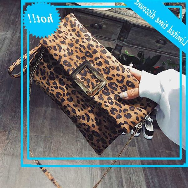 

manfuni luipaard envelop couplings shoulder bags fashion foldable finger chain pu crossbody tas for women clutch bag