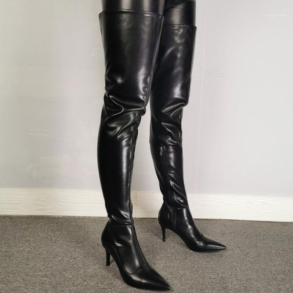 

boots mkkhou fashion over-the-knee fall 2021 black pointed comfortable microfiber leather zipper 7cm high heel boots1