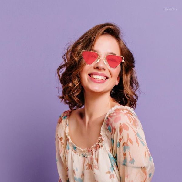 

uv protection eyewear metal triangle frame sunglasses eye glasses for women men clear lens one piece shade mirror1, White;black