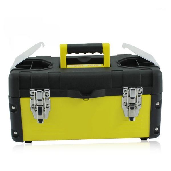

large stainless steel + abs plastic toolbox portable household maintenance electrician tool box hardware containers car repair1