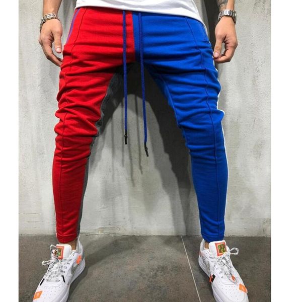 

new spliced hip-hop pants for men gym jogging pants for men cotton sweatpants fall 2020 slacks small leg, Black