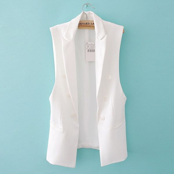 

long vest jacket women sleeveless blazer feminino quilted vests famous brand veste femme fashion button vest outwear 2020 1023, Black;white