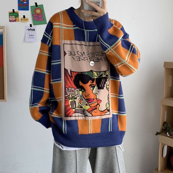 

2021 men's blouse autumn new thin cartoons long sleeve nightgown young clothing tanr, Black