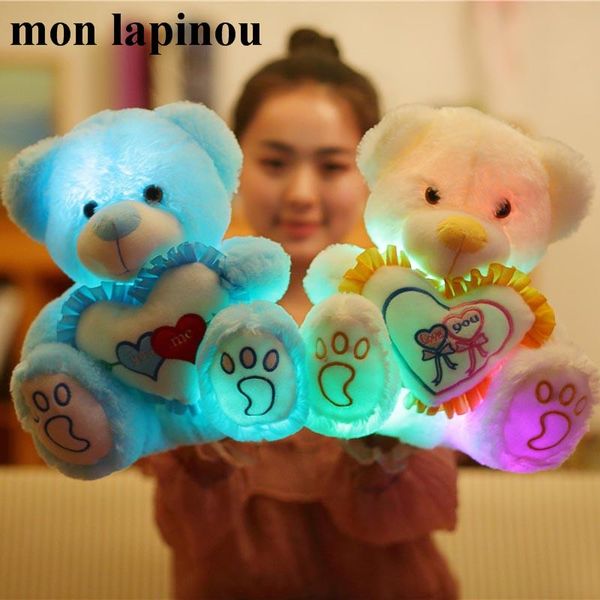 

led plush bear 25cm 30cm colorful glowing teddy bear luminous plush kids toys birthday christmas for children her drop shipping wmthdp
