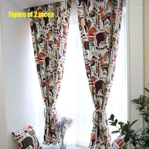 

curtain & drapes 2021 1pc 55*85inch kids bedroom decoration bear/deer curtains home living room half-shadow cotton linen flat window curtain