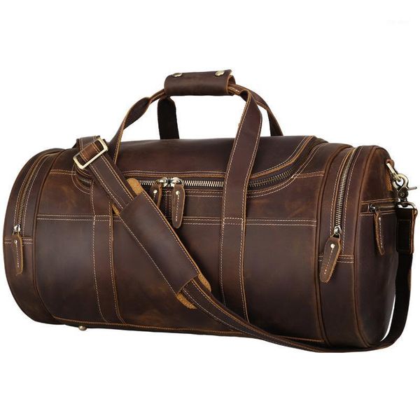 

duffel bags 2021 retro men leather travel bag large capacity leisure gym crazy horse male portable1