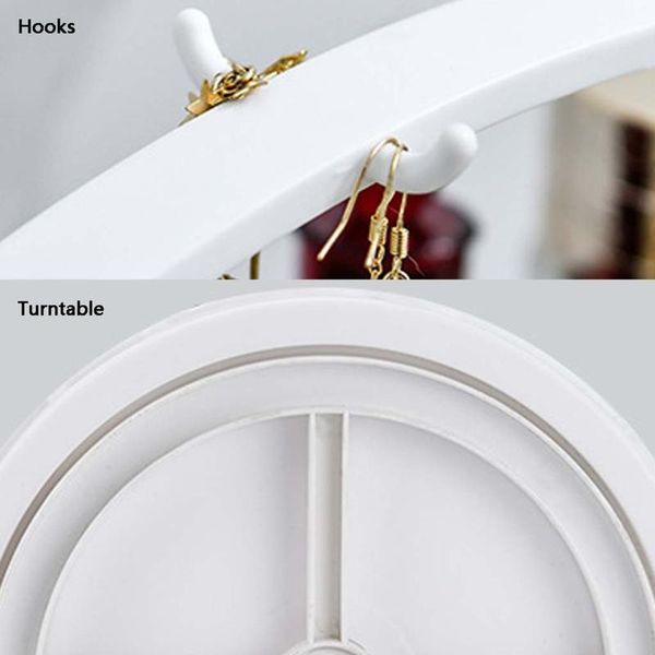 

2 tiers rotatable spice rack non-slip spinning storage pantry countershelf l5ye