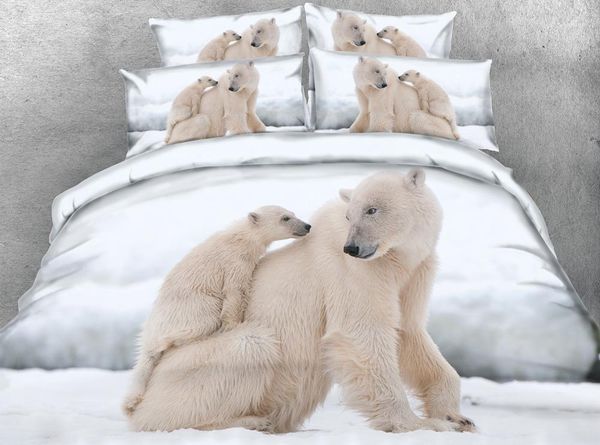 

bedding sets jf-096 digital print lovely polar bear twin size single bed sheets  super king duvet cover 2m bedclothes1