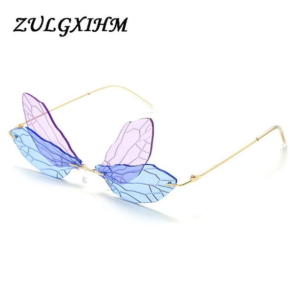 

sunglasses rimless dragonfly cat eye for women party eyewear shades ladies vintage steampunk sun glasses wholesale, White;black