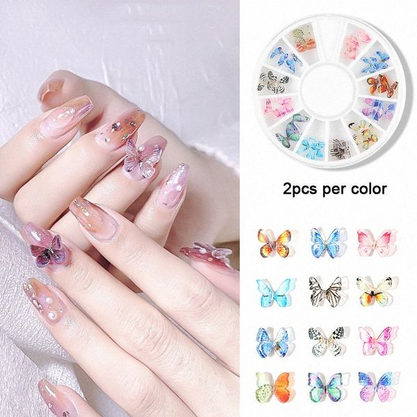 

24pcs / набор 3d смола бабочки nail ювелирных изделий 3d nail art подвески украшения ручной работы мини бабочки diy маникюрные принадлежност, Silver;gold
