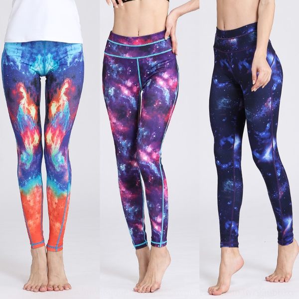 

slp01 new starry sky printed tight women's quick-drying running sports fitness wear elastic sports fitness yoga pants tight pants high, Gray