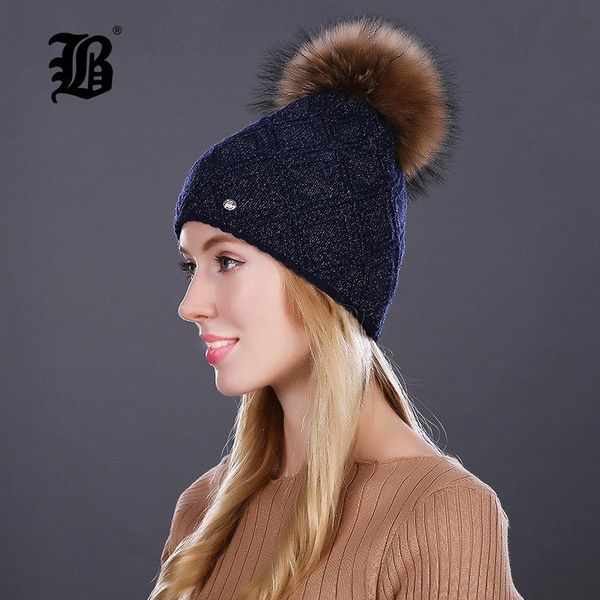 

flb] beanie for women's winter pompom fur hats silk decor hat female wool knitted warm caps 2018 skullies beanies flbmx17018 wmtdcs, Black;white