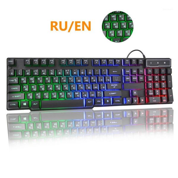 

keyboards russian 104 keys imitation mechanical keyboard rgb led backlit gaming for lenovo usb wired computer keyboards1