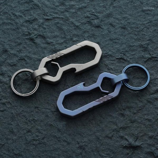 

luxury titanium car key chain holder men super lightweight titanium keychain hanging buckle keyring creative shape tool1, Silver