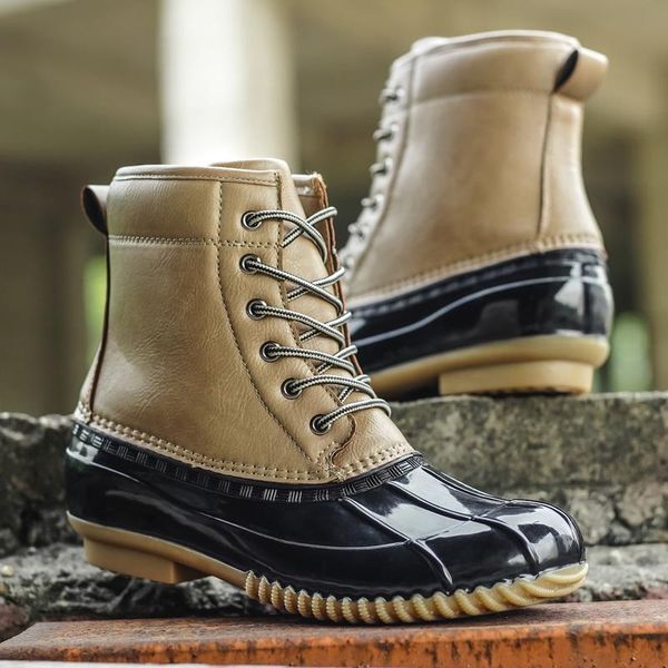 

women's bean boot winter fluff lining cozy middle calf lace-up casual shoes beige women's shoes waterproof snow boots, Black
