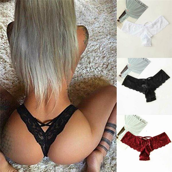 

s-3xl womens lace mesh seamless underwear panties brief knickers thongs g-string black white wine red