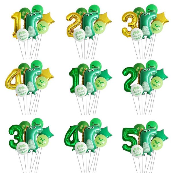 

7pcs number balloon dinosaur decor safari decoration kids jungle birthday party baloon