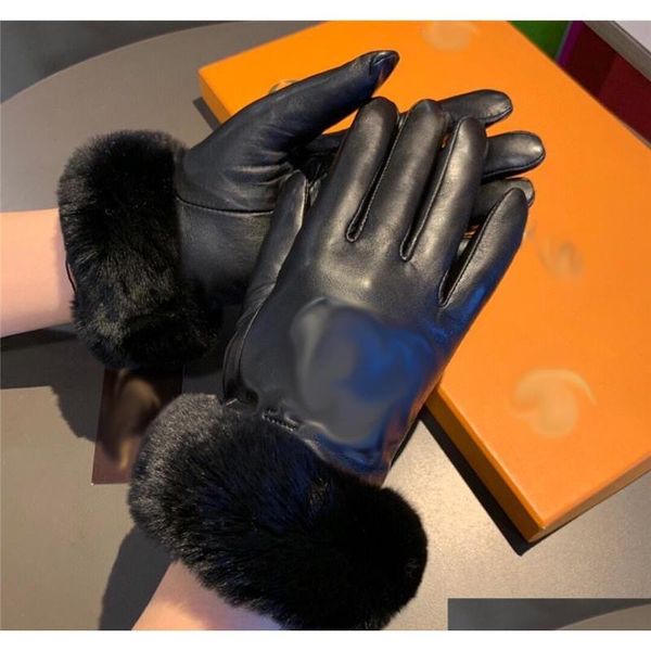 

luxury rabbit fur gloves sheepskin embroidery leather gloves touch screen gloves plus velvet w jlljjj dh_garden, Blue;gray