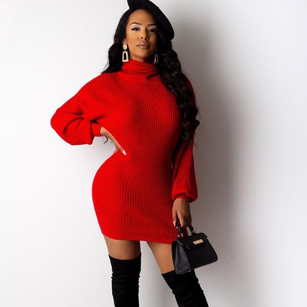 

2020 autumn winter new sweater fashion women solid high collar sweater pullover long sleeve slim all-match dress, White;black