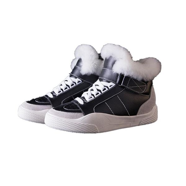 

layumi's women's boots 2020 warm fur snow boots female lace up flat shoes woman casual girls winter sneaker shoes, Black