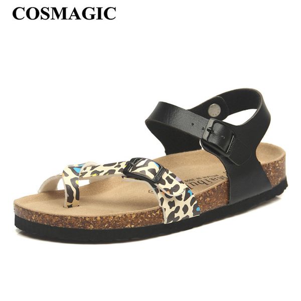 

cosmagic fashion outside cork sandals 2020 new women casual summer beach gladiator non-slip buckle strap shoe y200702, Black