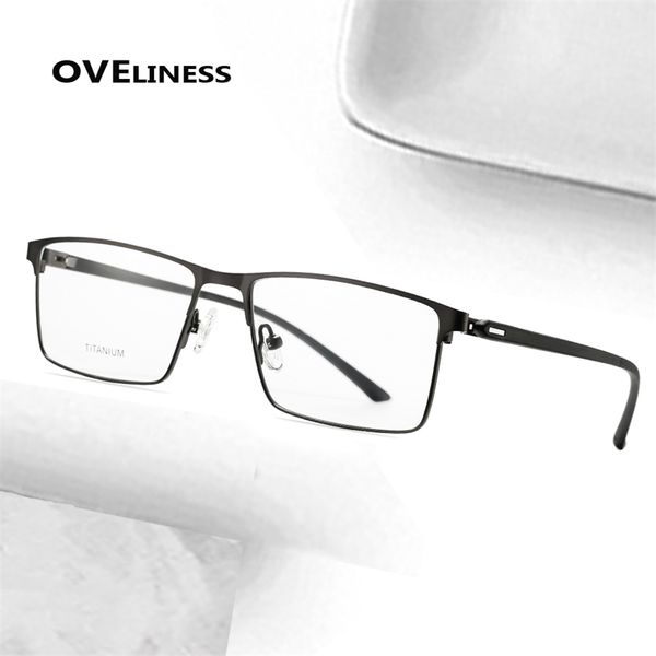 

2020 square titanium alloy eye glasses frame men optical eyeglasses myopia prescription glass male metal full screwless eyewear t200428, Silver