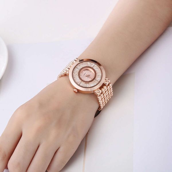 

bracelet selling naked diamond star women's watch fashion bead chain versatile women's watch student watch, Slivery;brown