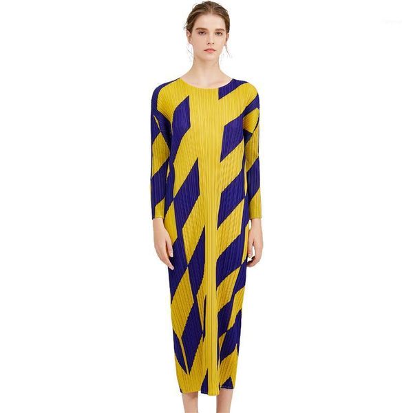 

winter fall clothes women 2020 miyake clothes geometric pattern print casual dress boho korean fashion plus size 51791, Black;gray