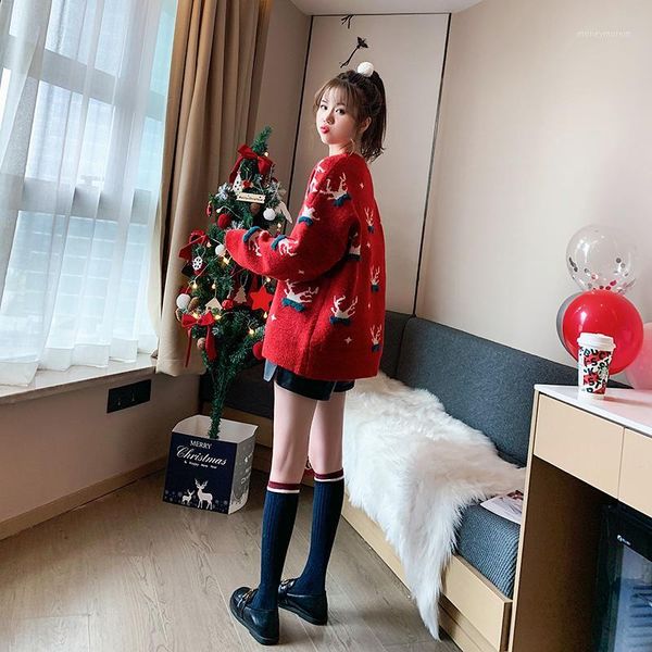 

women's sweaters yasuguoji christmas women thick warm xmas sweater pullover with deer elk winter knitted1, White;black